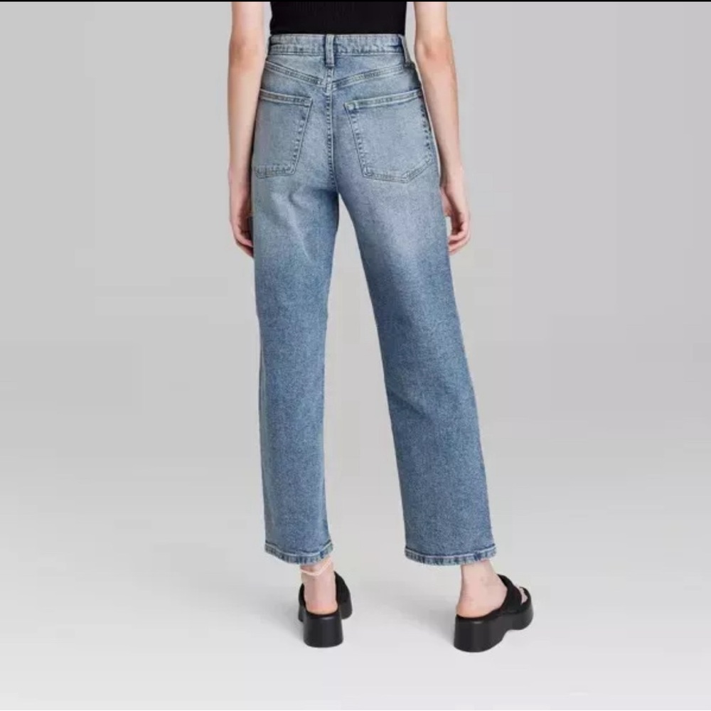 Women's High-Rise 90's Relaxed Slashed Straight Jeans Wild Fable readdescription - Picture 3 of 11
